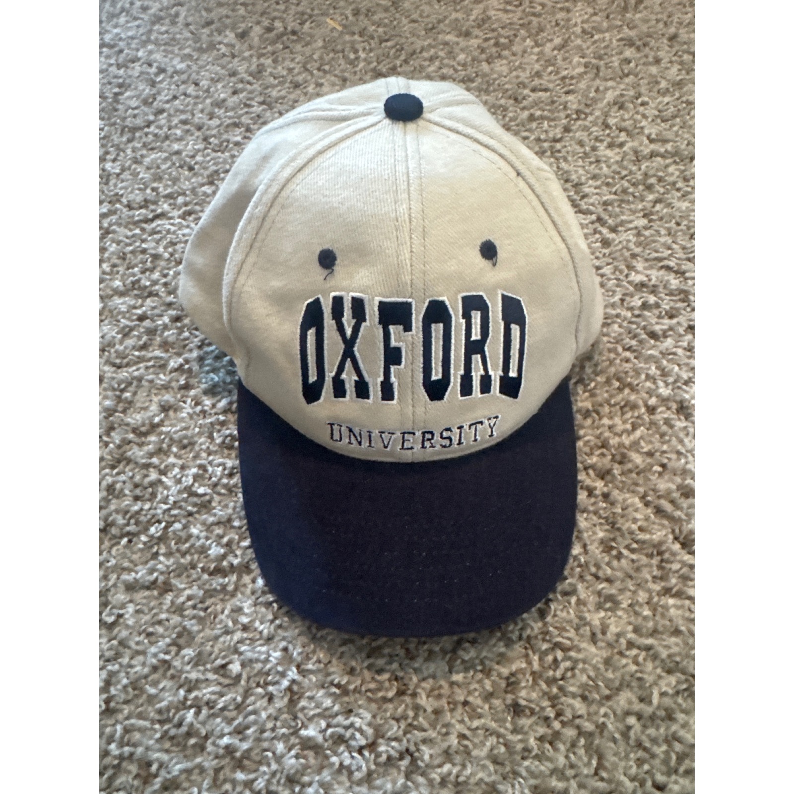 Oxford University Baseball Cap Hat Gray Navy Blue Embroidered Cotton Adjustable